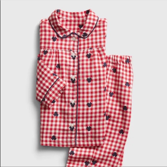 Baby Gap Minnie Mouse Holiday Plaid Flannel Pajamas 6-12M Disney Christmas NWT! - Picture 2 of 5